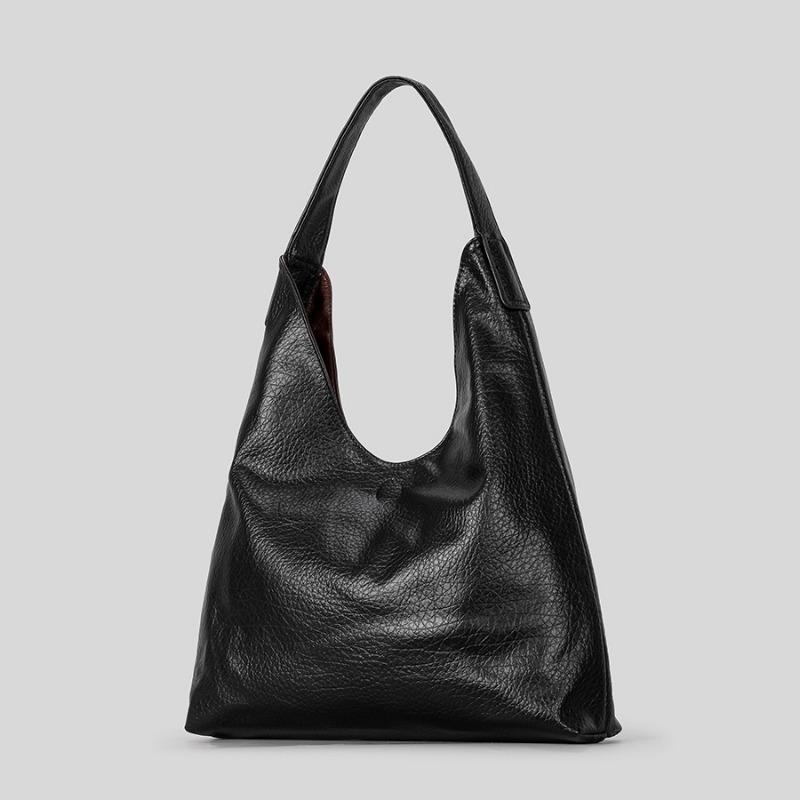 Geantă găleată de umăr unică de înaltă calitate Geantă stil simplu și relaxat Tote din piele moale cu capacitate mare