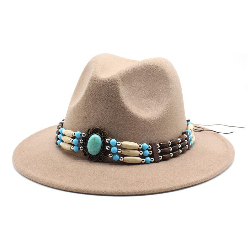 Jazz Hat Woolen Imitation Wool Felt Hat Neutral Versatile Top Hat Men'S And Women'S Cowboy Hats