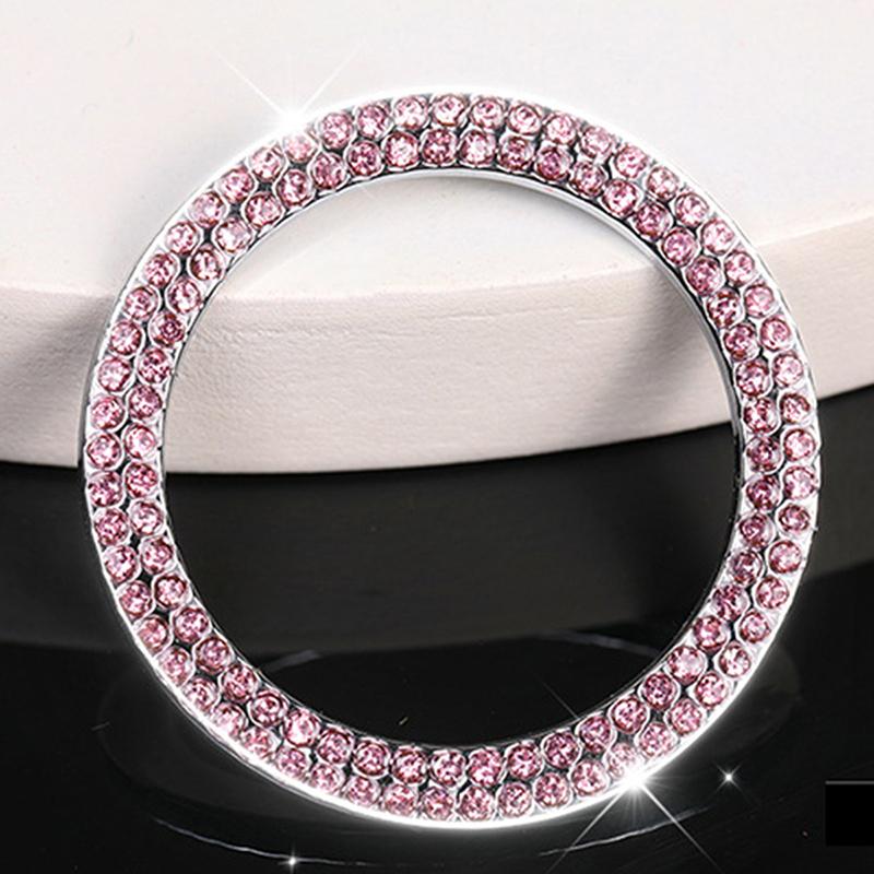 Car One-Click Engine Start Stop Switch Button Cover Double Crystal Rhinestone Sticker Ignition Start Switch Protector Ring