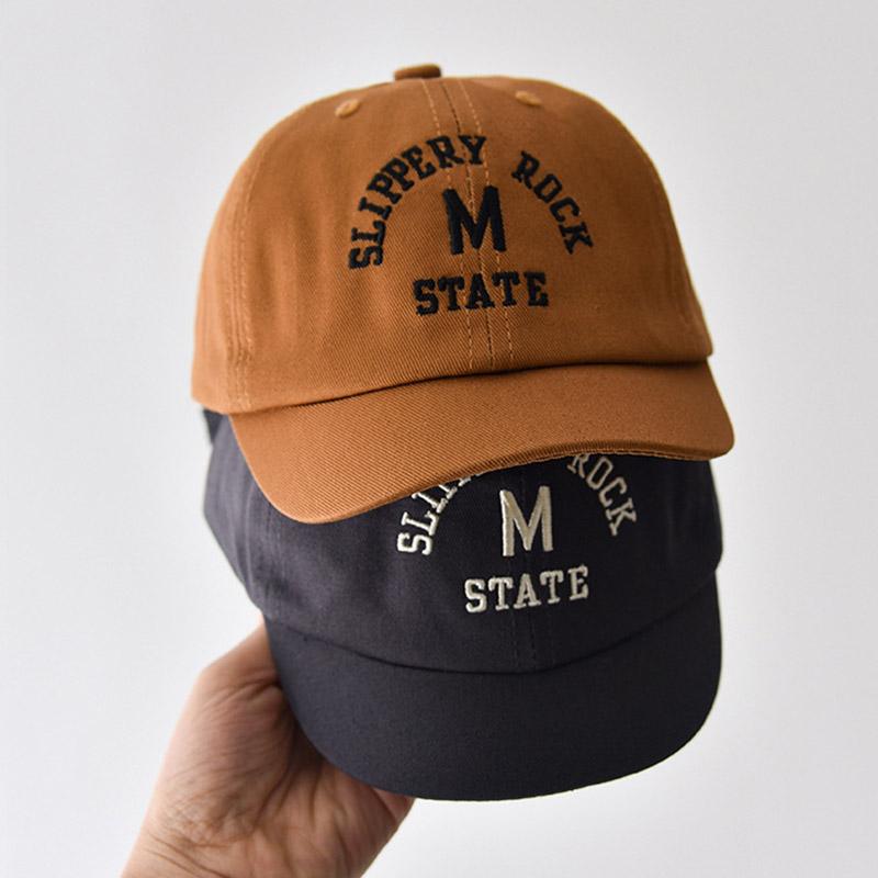 Korean Letter Baby Baseball Cap Spring Summer Adjustable Sun Hat for Toddler Boy Girl Solid Color Embroidered Kids Peaked Hats