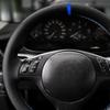 Hand Braid Car Steering Wheel Cover For BMW M Sport 3 5 Series E46 E39 M3 M5 Black Perforated Leather Red Blue Line Blue Strip