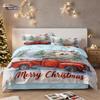 3pcs Merry Christmas red car print coreless duvet cover set multiple sizes bedrooms dormitories bedding holiday decorations