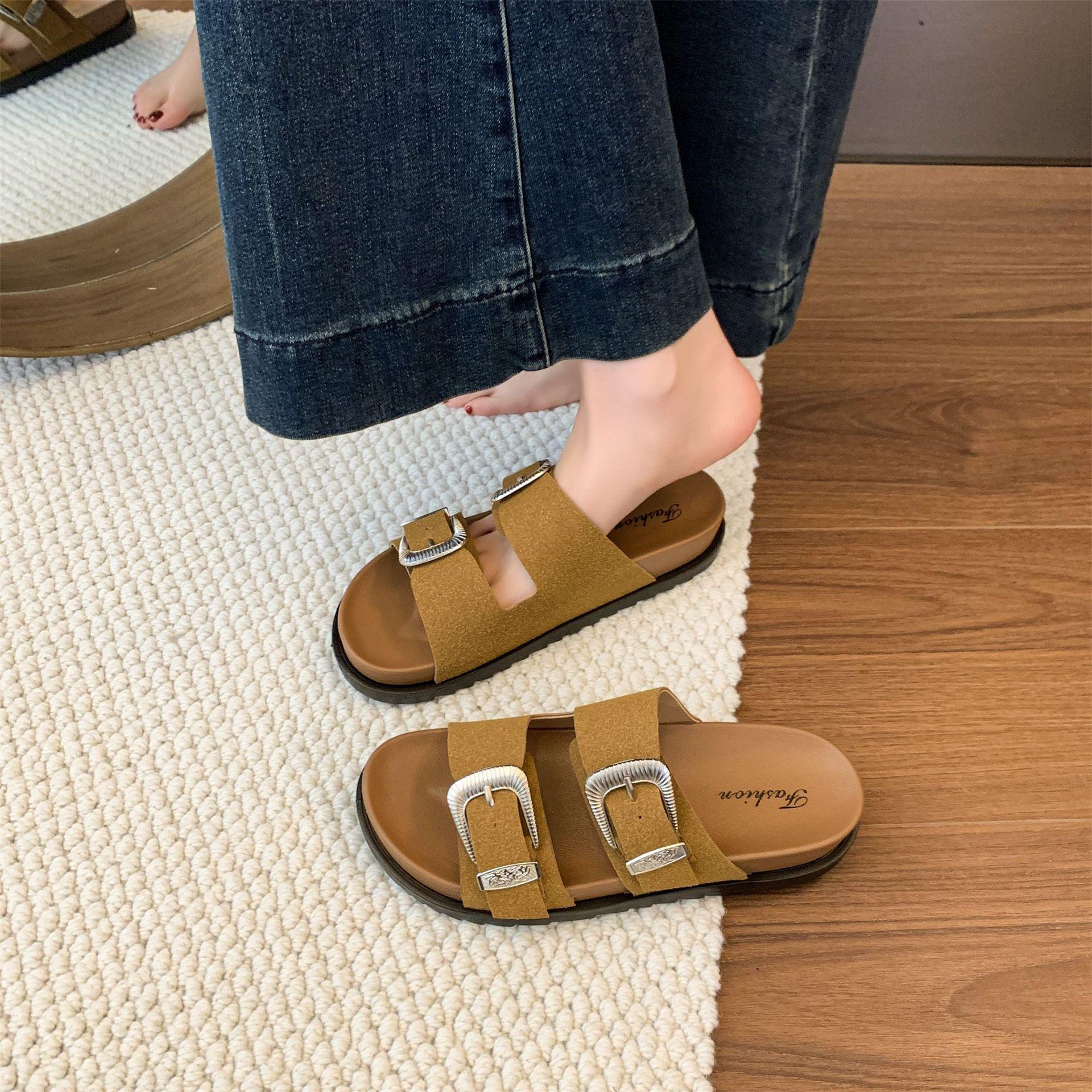 

Fashion Women s Slippers 2025 New Summer Fashion Outdoor Beach Sandals Female Buckle Comfortable Non Slip Slippers Sandalias De Mujer 41 коричневый