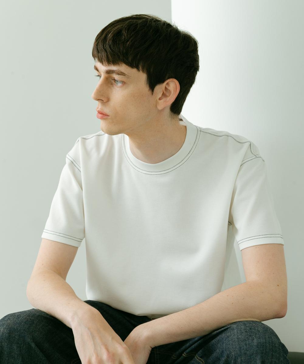 Minimal Code Side Edge Waffle T-Shirt Snow White L