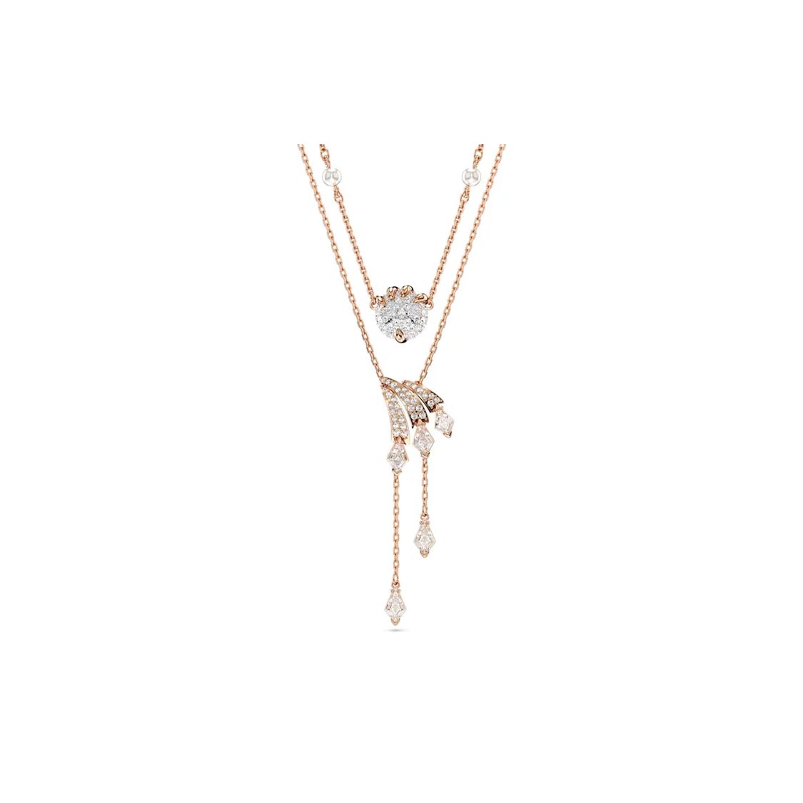 Swarovski Women's Gold Dragon And Phoenix Layered Cubic Zirconia Imitation Crystal Necklace Necklace Rose- 5675817