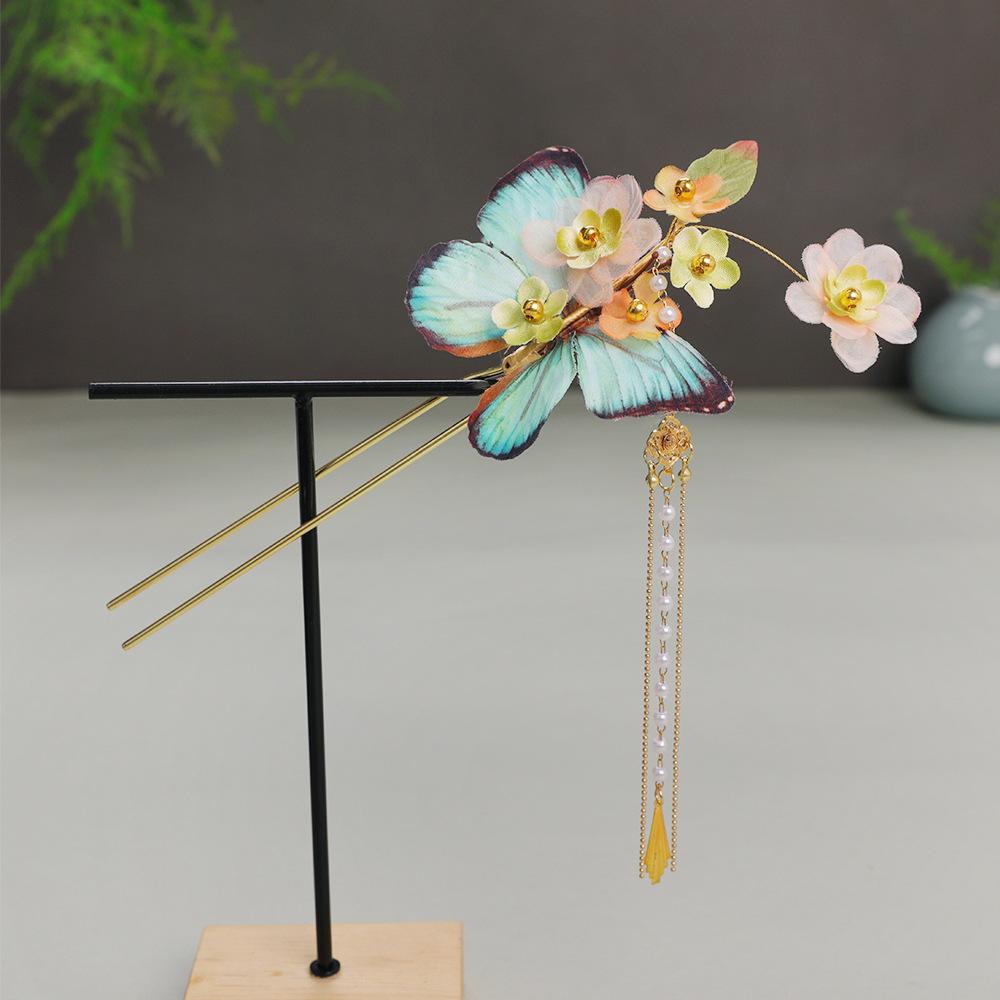 Flower Hair Clips Forks Chinese Hanfu Hair Accessories for Women Hairpin Fork Handmade Vintage Wedding Hair Jewelry Retro Crowns for Girl and Women