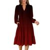 Women's V-Neck Flowing Layered Bohemian Long Sleeve Gradient Print Dress