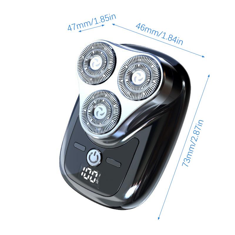 Drei-Klingen-Kopf-Elektrorasierer mit Digitalanzeige, USB-Aufladung, männlicher Rasiertrimmer, abnehmbare Klinge, waschbarer Mini-Rasierer
