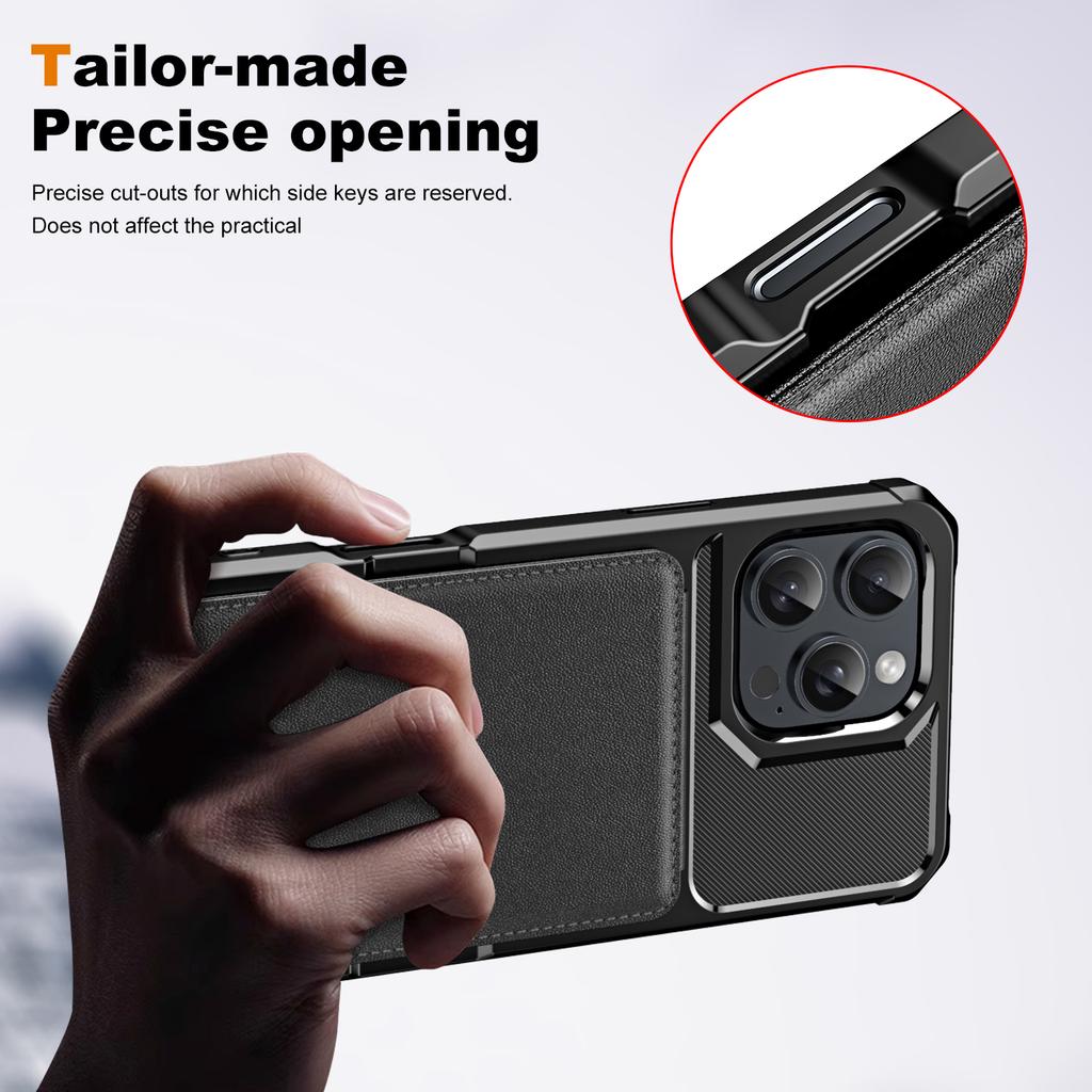 For iPhone 16 Pro Case Card Slot Kickstand PU+TPU Phone Cover