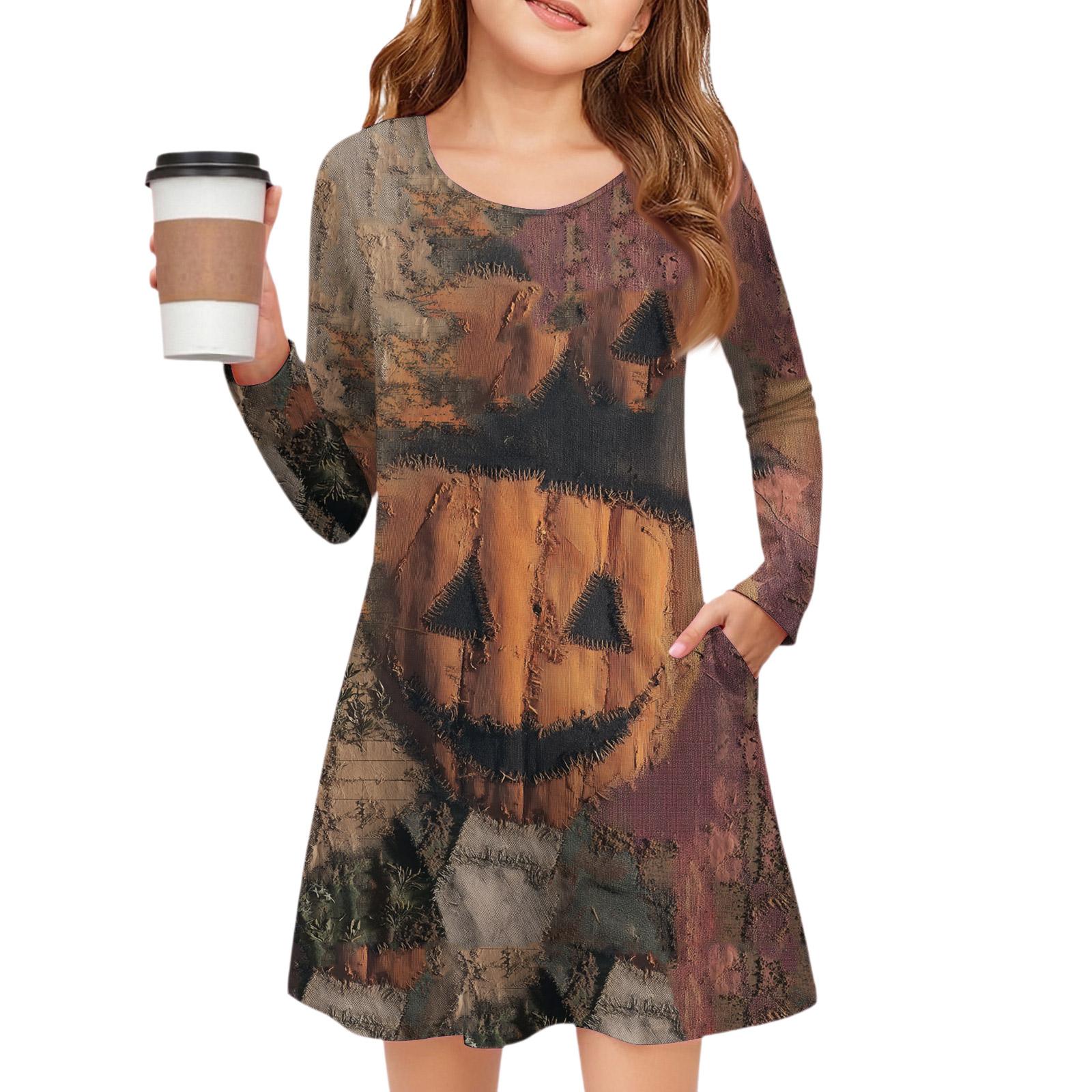 

Платье с длинным рукавом для девочек - Платье с цветными карманами 130