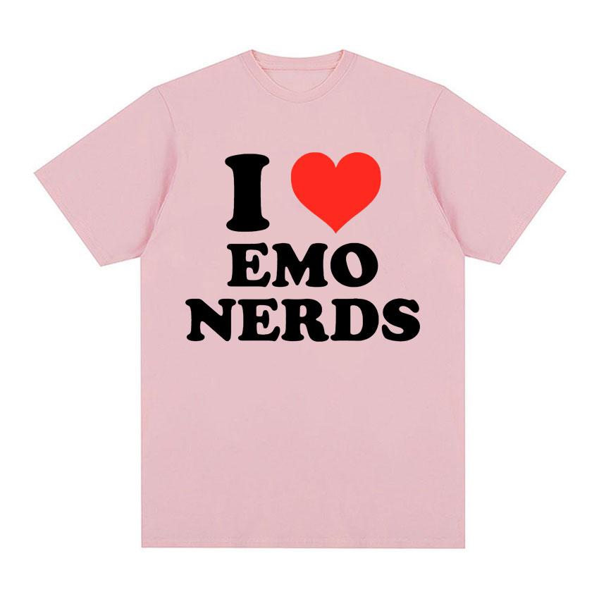 J'aime les Nerds Emo Style Années 90 T-shirt Hommes Femmes Mode Décontractée T-shirt Slogan Drôle Manches Courtes T-shirt