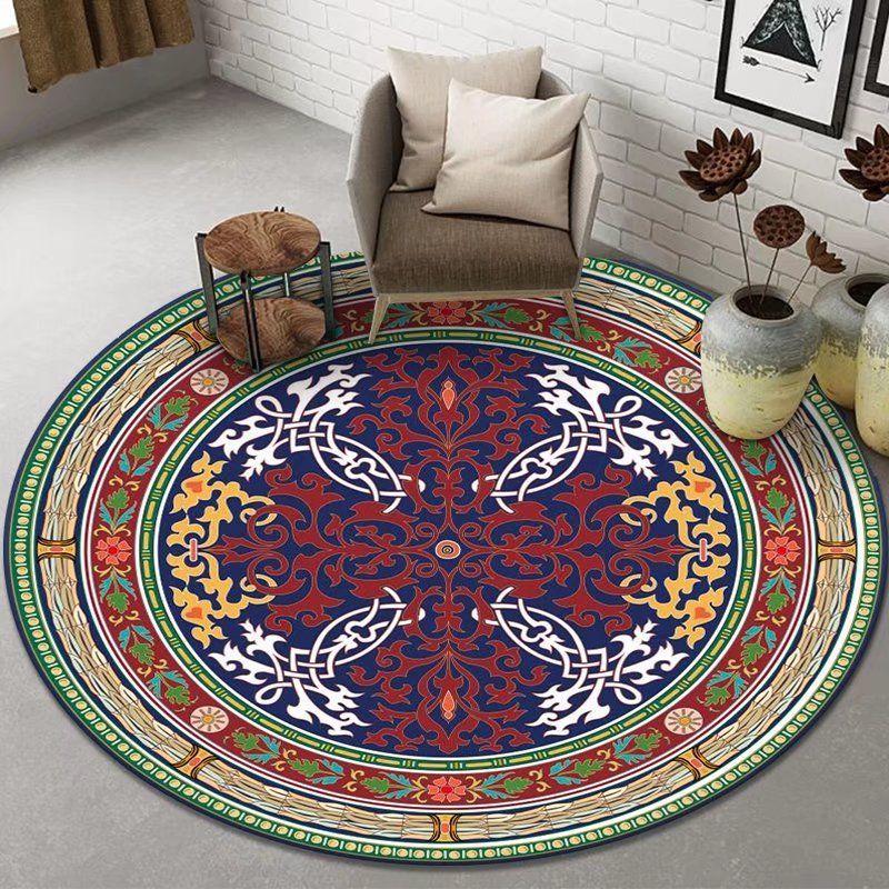 Bohemian Style Ethnic Style Home Carpet Hanging Basket Computer Swivel Chair Rocking Chair Floor Mat Bedroom Circular Carpet