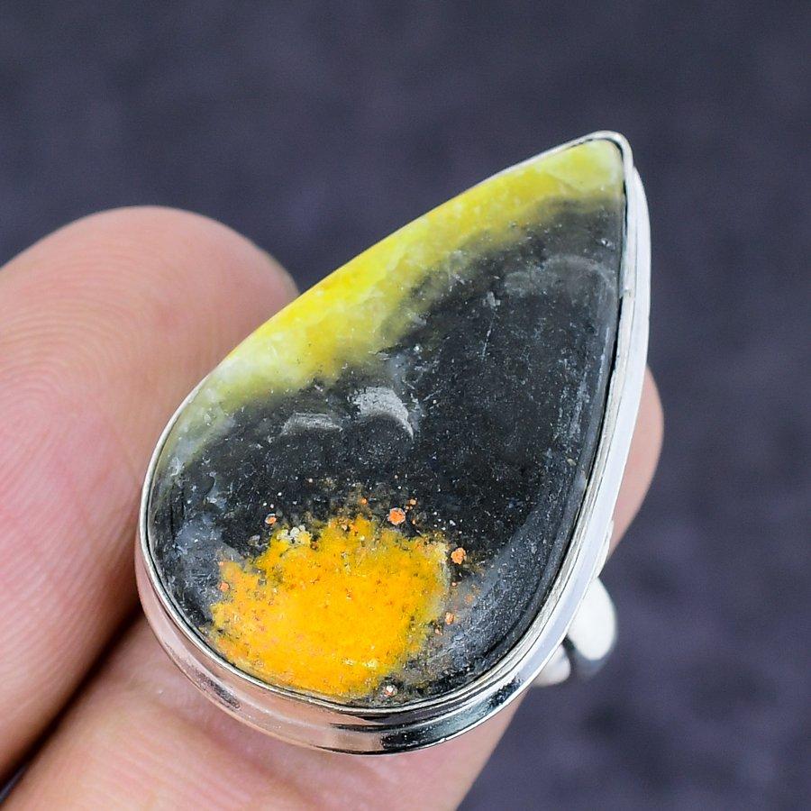 Natural Bumble Bee Jasper 925 Sterling Silver Jewelry Ring Size 7.5 z2J60