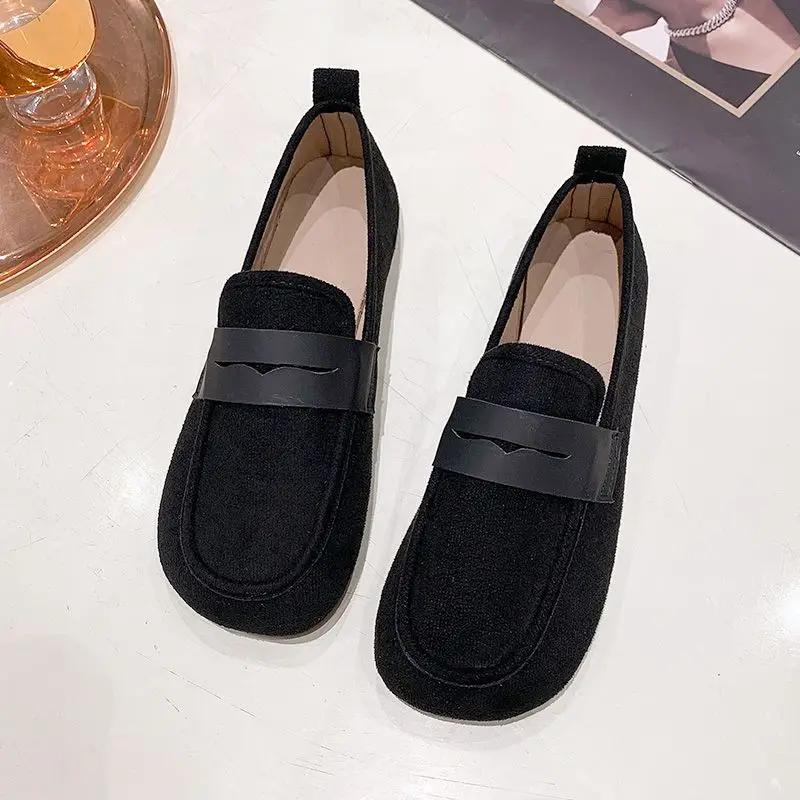 Fashion Women's Flat Shoes Elegant Party Brown With Heel Round Toe Retro Style 2025 Trend On Sale Cheap Clearance Korean Ladies Footwear