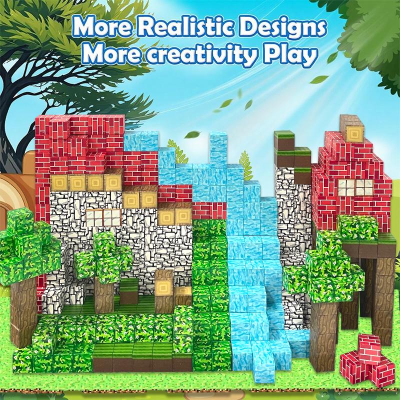 Magnetisches Bausteinspielzeug Baustein-Set, DIY-Montagespielzeug für Kinder Bausteintisch Bauspiele mit Grundplatte