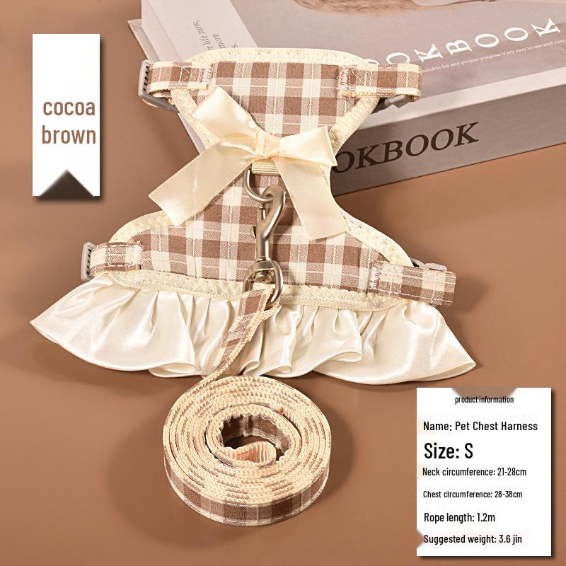 Клетчатая шлейка-жилет с поводком для собак и кошек S: Recommended Weight 1-3kg