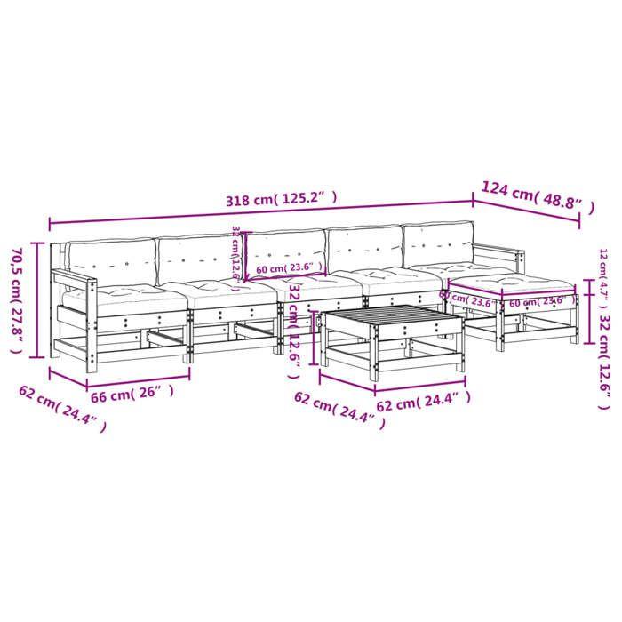 VidaXL Garden Lounge Set with Cushions 7 Pcs, Sofas with Backrest and Armrest, Furniture Set with Coffee Table Patio 3185974