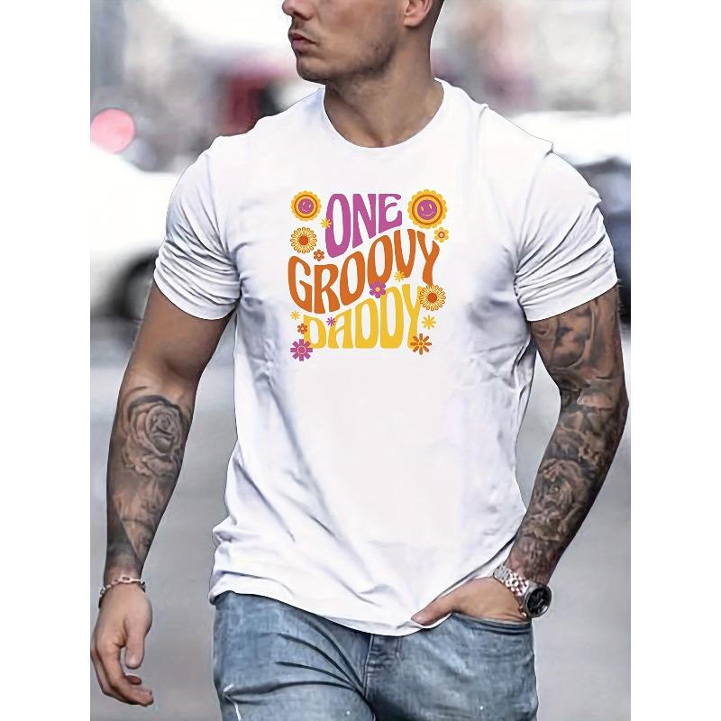 

European Size Men s Patterned Casual Round Neck Short Sleeve T-Shirt for Spring, Summer, and Autumn S белый