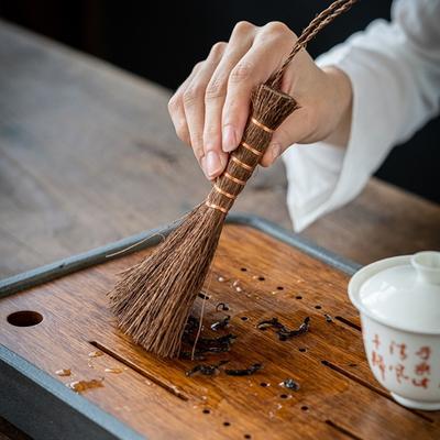 Natural Tea Cleaning Brush Traditional Mini Whisk Broom Eco-friendly Palm Hair Brush Pot Cleaning