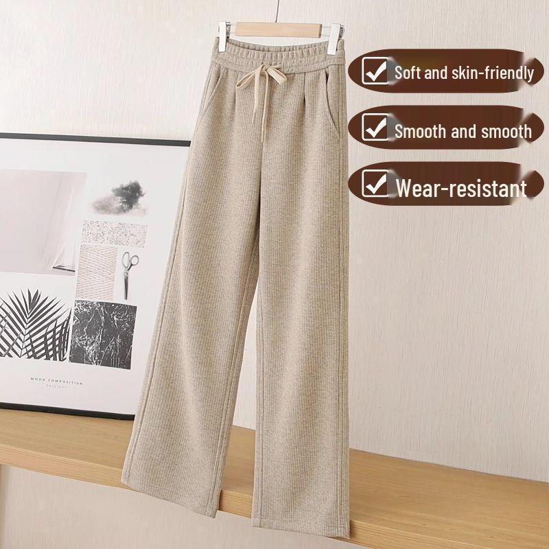 Women's 2025 Spring High-Waisted Slimming Straight-Leg Pants: Casual, Loose Fit with a Good Drape