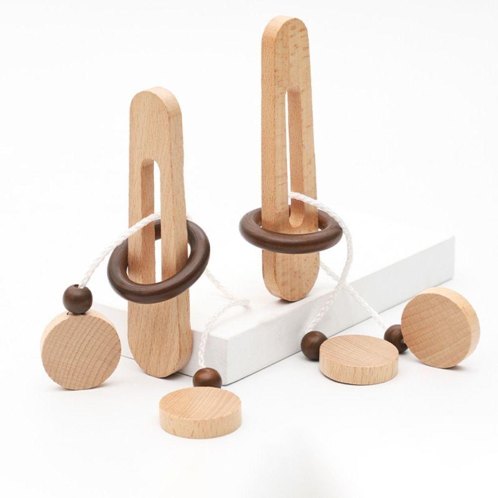 Rope Ring Puzzle Game Wooden Wooden Puzzle Intelligent Unlock Toy IQ Unlocking Toys Thinking Games