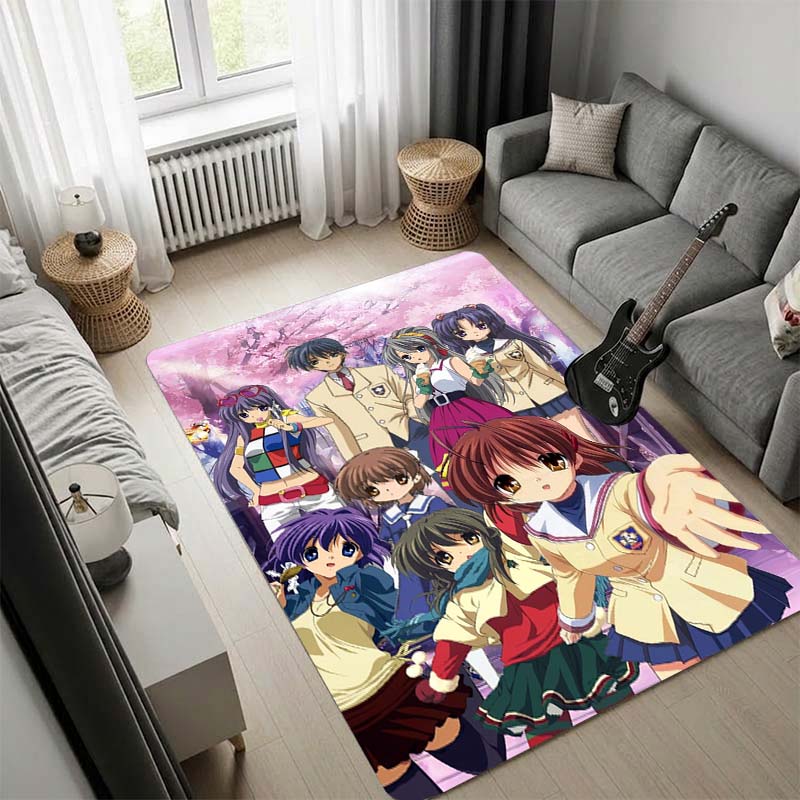 Clannad Anime Girl Character Print Area Rug, Non Slip Soft Floor Mat, Home Decor Living Room Bedroom Carpet