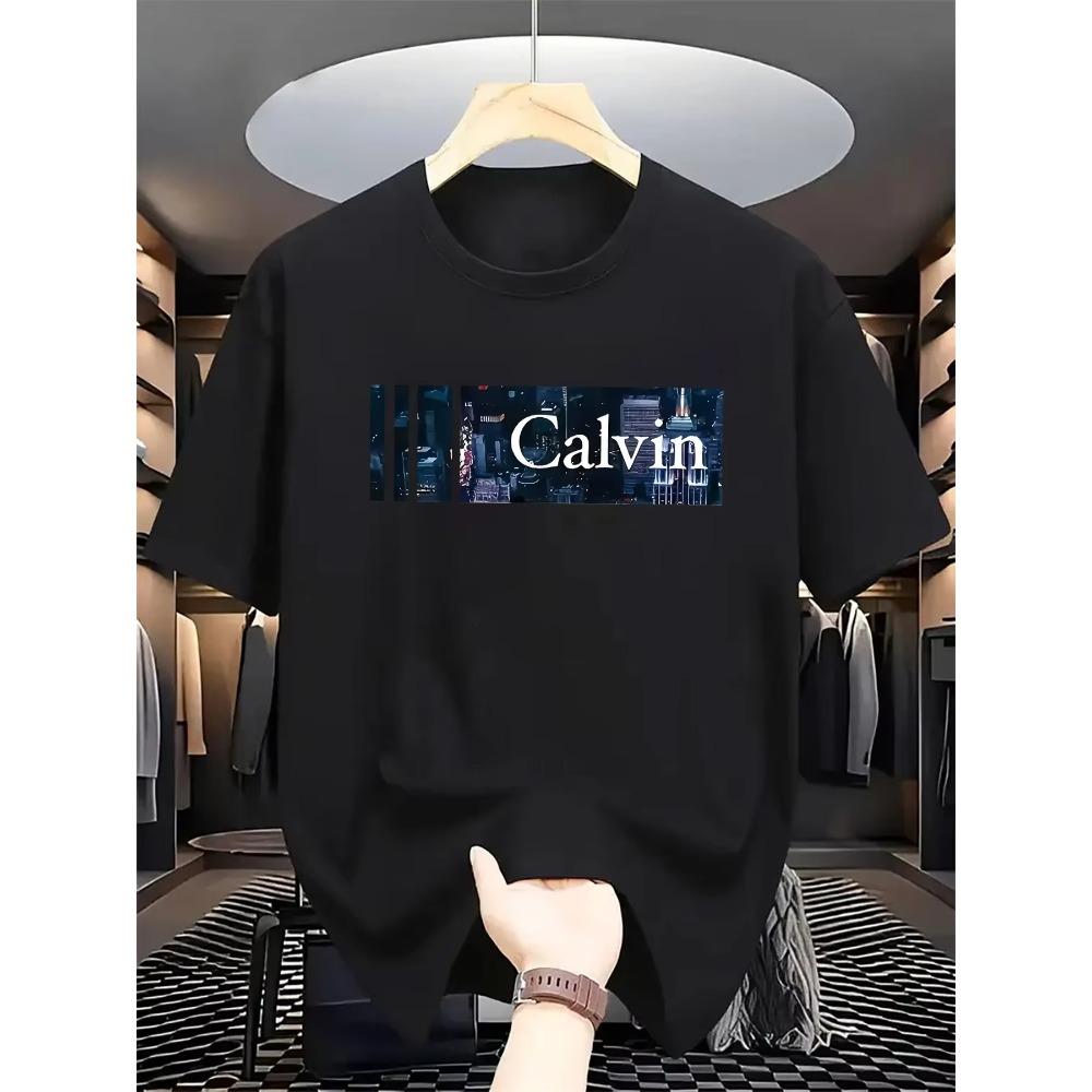 

Men s Summer 100% Cotton Fashionable Casual Loose Large Size Letter Pattern Printed Round Neck Short Sleeve T-shirt Top S