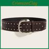 Leather Belt Punkinspired With Rivets And Silver Buckle For Outfits Casual