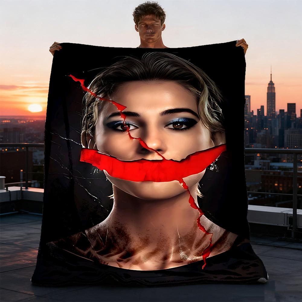 1pc Silence Outdoor Personalized Flannel Blanket, Soft, Lightweight Personalized Flannel Blanket, Digital Printing, 75X95CM