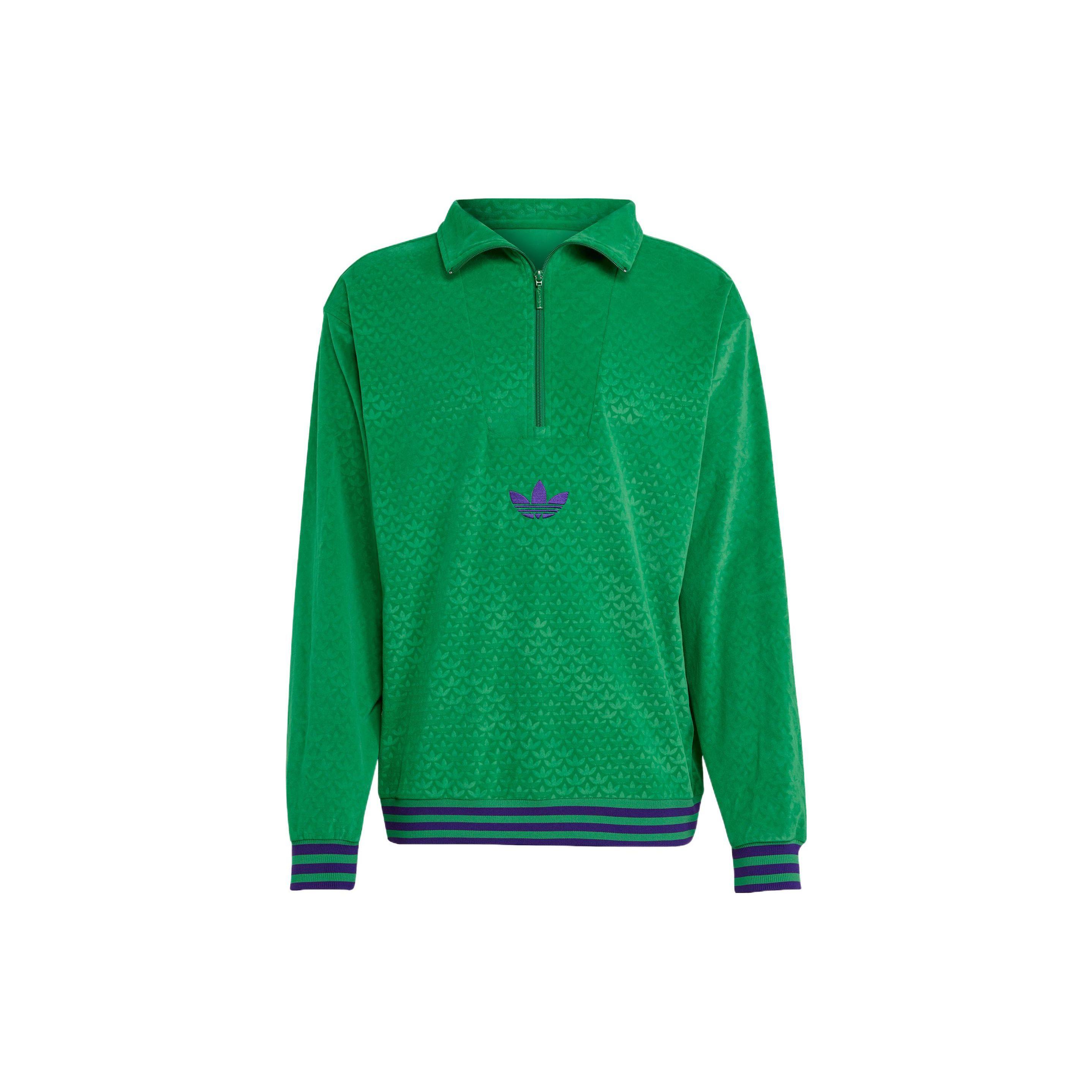 adidas Originals Men s Adicolor Heritage Now Velour Half-Zip Top Green IB3420 XXXL