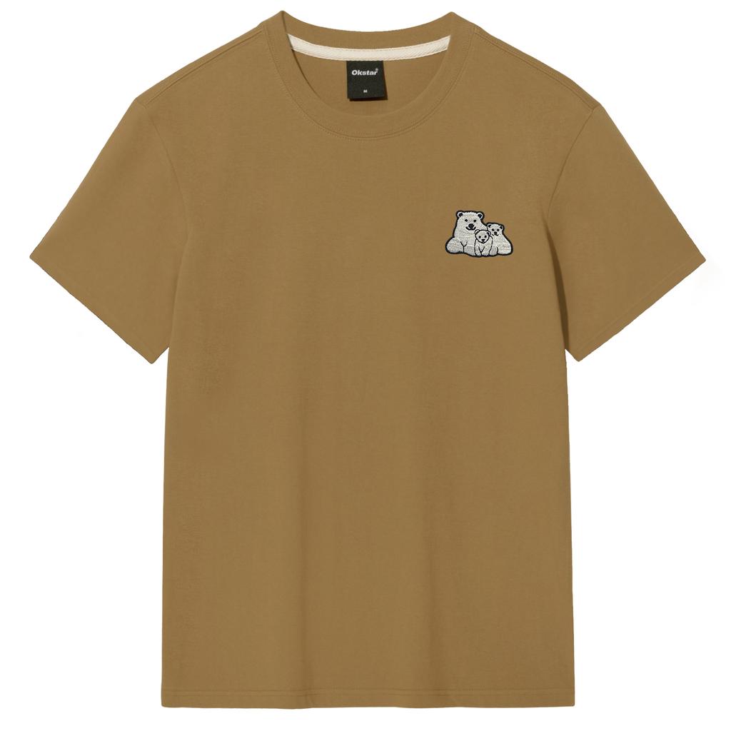 OKSTAR Polar Bear Family Embroidered Short Sleeve T-Shirt (Type A)