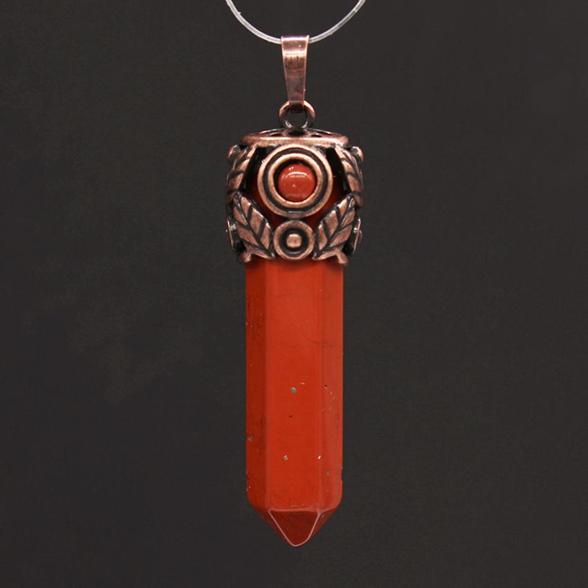Retro Antique Brass Chakra Hexagonal Prism Natural Stone Quartz Crystal Stone Healing Pendulum Pendant Jewelry For Women Men