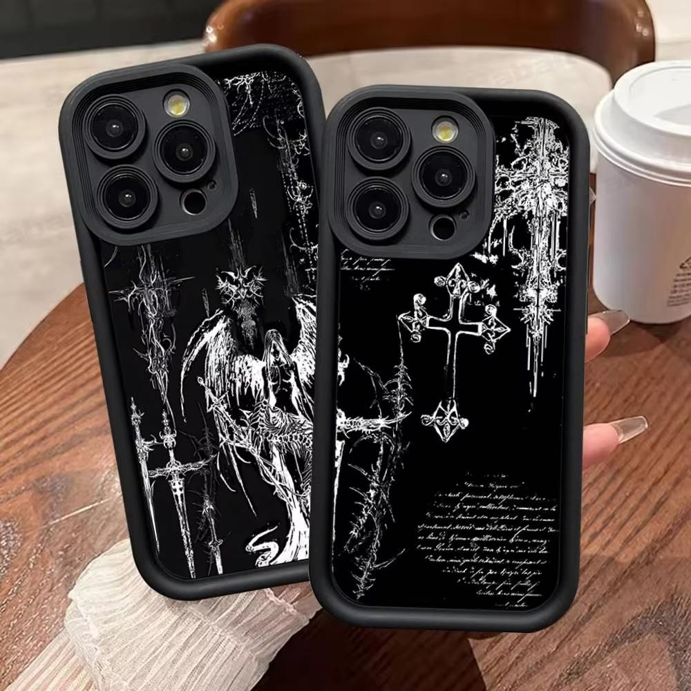 Gotisches Cyber-Sigil-Kreuz Handyhülle Für iPhone 17 Air 16 e 15 14 13 12 11 Pro Max Plus Mini SE 2020 2022 Silikon Hülle