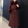 Plus Size L-4XL Fashion Woman Winter Coats With Belt Big Faux Fur Collar Long Parkas Hooded Loose Thick Female Jackets