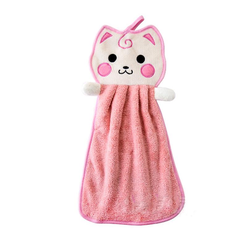 Cute Cat Hanging Hand Towel Kitchen Toilet Bathroom Absorbent Cartoon Hand Towel Household Dishwashing Cloth