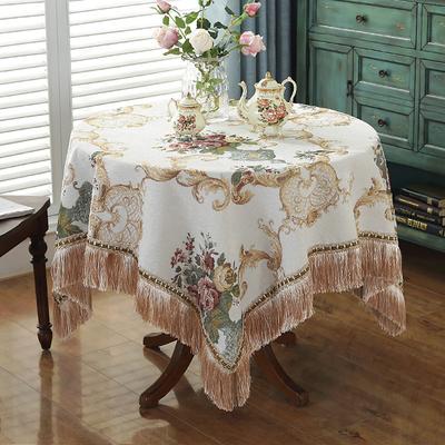 Față de masă europeană retro cu ciucuri din țesătură jacquard husă de masă antipraf, broderie pentru acasă, decorare feței de masă