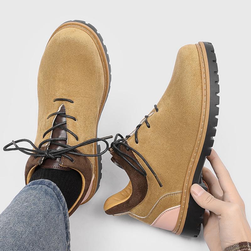 2026 Spring/Autumn Retro Versatile Men's Leather Lace-up Work Boots - British Style Casual Martin Boots