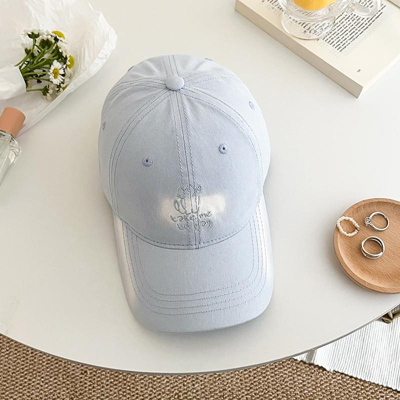 Korean Style Embroidered Cat Baseball Cap With Sun Protection For Summer Outdoor Casual Wear