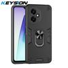 KEYSION Shockproof Armor Case for HONOR 400 Pro 5G Soft Silicone+PC Metal Ring Stand Phone Back Cover for Huawei Honor 400 5G