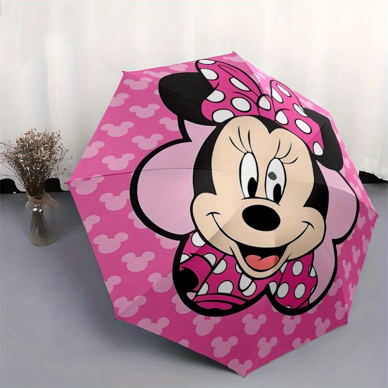 1pc Minnie Mouse Polka Dot Auto Open Close Umbrella, Portable 3-Fold Design with 8-Bone Iron Frame, Outdoor Umbrella, Ideal Gift for Fans, T