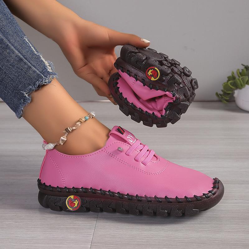 New Stitching Rubber Sole Single Shoes Women Soft Bottom Soft Leather Mom Shoes Large Size 35-45 Women's Shoes