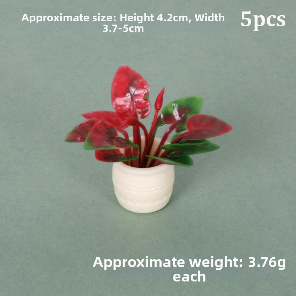 5pcs 4 Styles Simulation Vase Mini Finished Flower  Outdoor Doll House Model Accessories