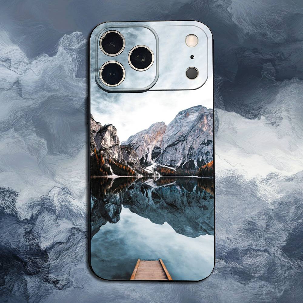 

Travel Mountain For iPhone 13,16,11,14,17,12,15,Plus,Pro Max,XS,X,XR,SE,Mini,8,7,Phone Case Soft Silicone Black iPhone13PRO