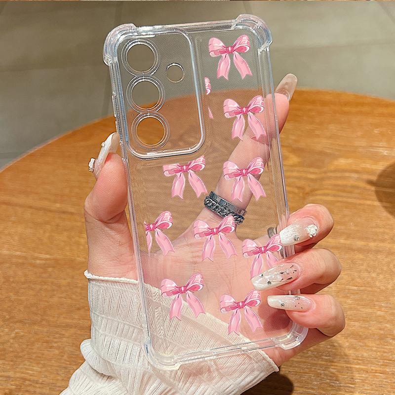 Für Samsung S25 Edge S24 FE S23 Ultra A16 A56 A36 A15 A55 A35 Hülle Schleifenmuster Klar Stoßfest Weiches Silikon Schlanke Handyhülle