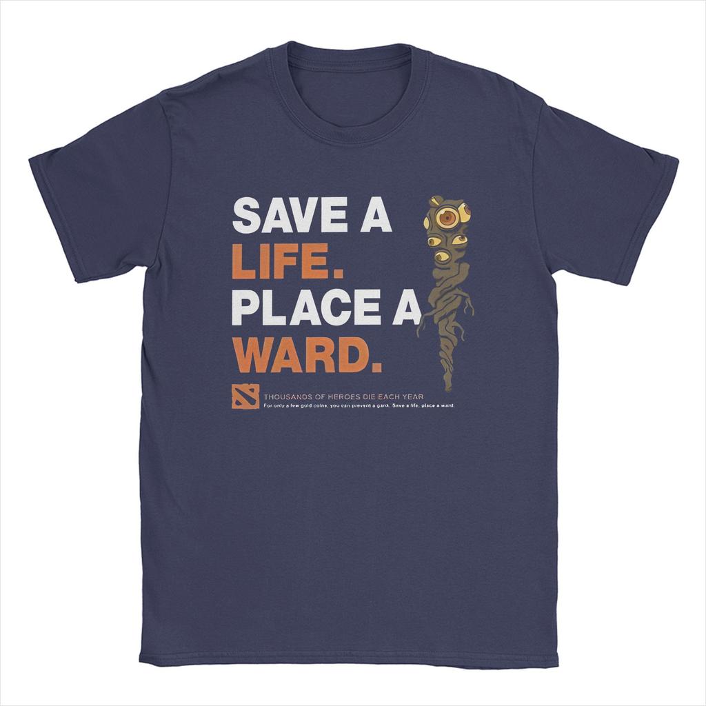 D-Dota 2 Art of Ward Men's T Shirts Game Peace of Ward Vintage Tee Shirt Short Sleeve Crew Neck T-Shirts Cotton Adult Clothes