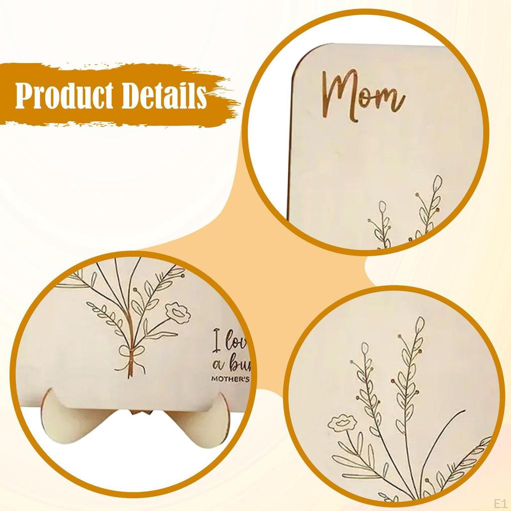 Mother's Day Sign Decoration Decor Daughter Gift Creative Craft Wooden Plaque Ornament for Shelf