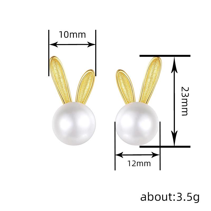 Chic Cute Rabbit Stud Earrings Female Teen Girls Daily Jewelry Delicate Gifts Simulated Pearl Accessories for Women