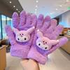 1Pair Kawaii Cute Kuromi Melody Cinnamoroll Kt Cat Gloves Cartoon Five Finger Gloves  Autumn Winter Warm Student Gloves