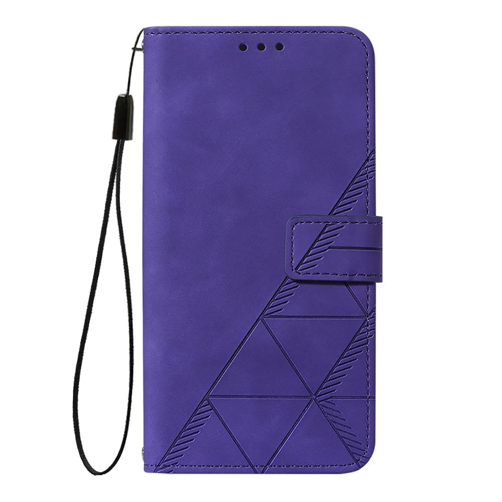 Geometric Leather Wallet Case For Moto Edge 50 Fusion 40 Neo G 5G Play G04 G04S G24 G34 G35 G45 G54 Power G55 G75 G84 G85 Cover
