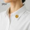 Romantic Rose Jewelry Vintage Golden Plated Brooch, Metal Flower Lapel Pin for Shaped Women, Relief Floral Badge Suits Dresses Shirts Scarves